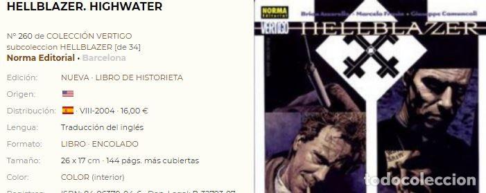 C&oacute;mics: NUEVO (precintado) - HELLBLAZER &ndash; HIGHWATER - Brian Azzarello - NORMA ED - Foto 2