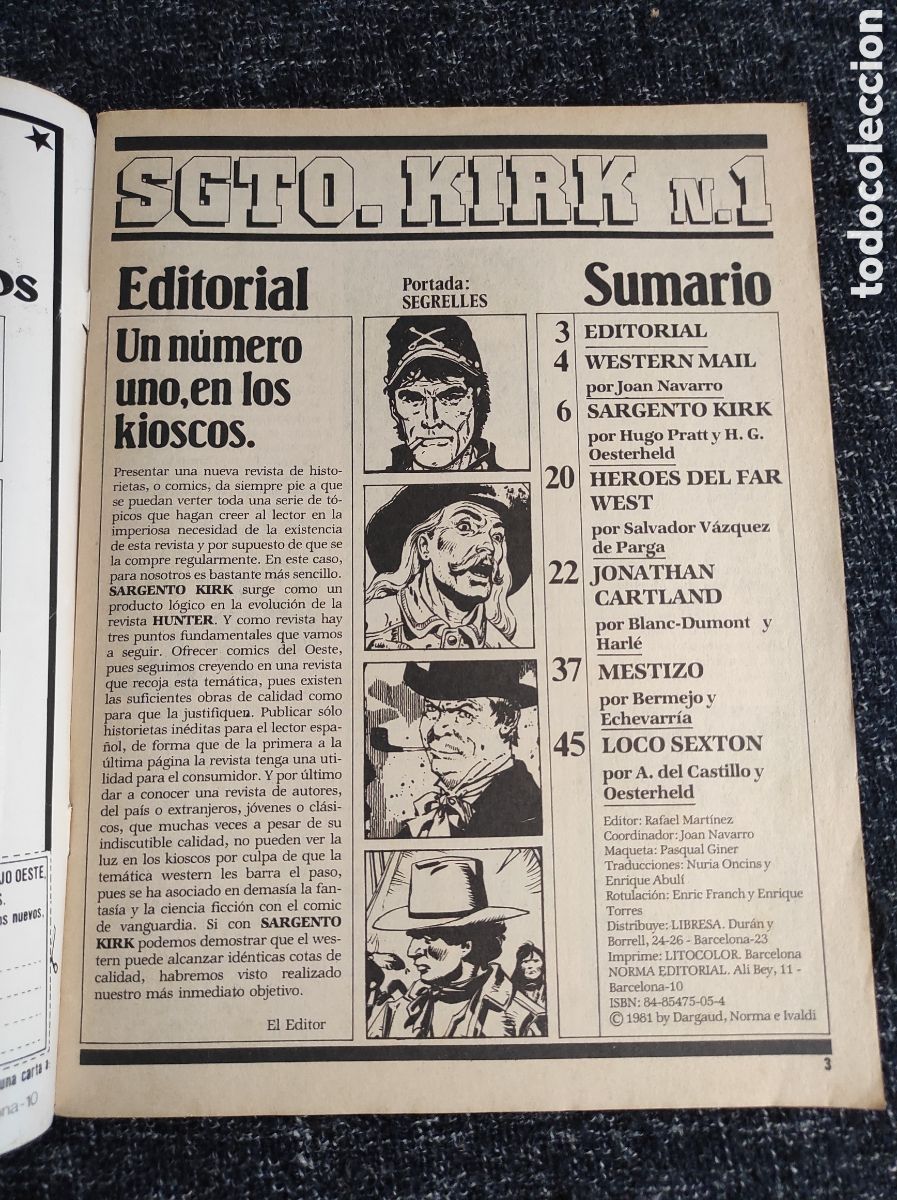 C&oacute;mics: SARGENTO KIRK N&ordm; 1 LOS MEJORES COMICS DEL OESTE -ED. NORMA - Foto 2