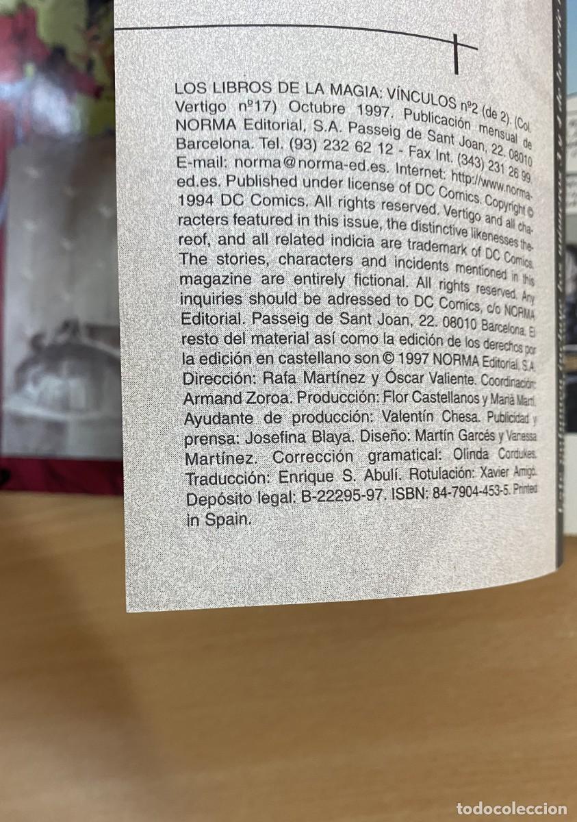 C&oacute;mics: NORMA PRESENTA LOS LIBROS DE LA MAGIA: V&Iacute;NCULOS. COLECCI&Oacute;N V&Eacute;RTIGO / DC C&Oacute;MICS (1997) - Foto 5