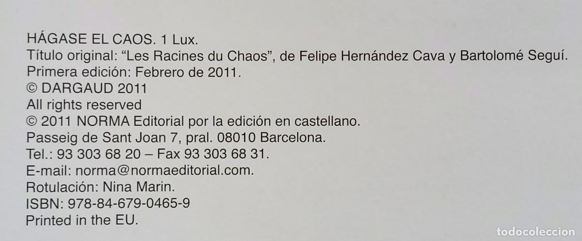 C&oacute;mics: H&Aacute;GASE EL CAOS 1.LUX - CAVA & SEGU&Iacute; - NORMA EDITORIAL, 2011 - Foto 4