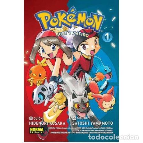 C&oacute;mics: N&uacute;mero 1 Pokemon Rub&iacute; y Zafiro. Norma Editorial. A&ntilde;o 2016. Hidenori Kusaka, Satoshi Yamamoto