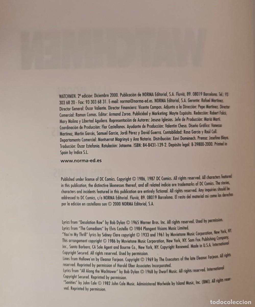 C&oacute;mics: WATCHMEN de Alan Moore y Dave Gibbons. 2&ordf; edici&oacute;n. Norma Editorial 2000. - Foto 4