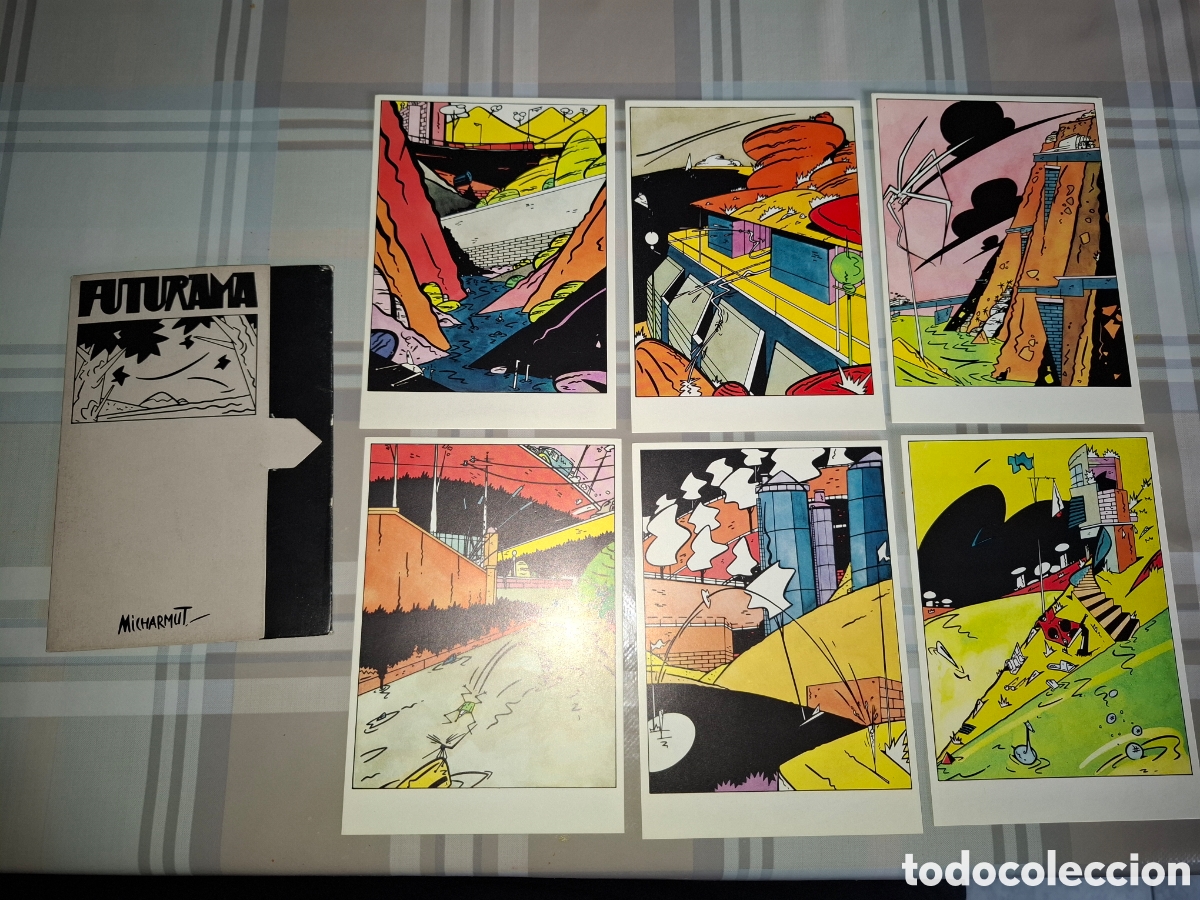 C&oacute;mics: Carpeta de 6 postales Futurama, Micharmut, Norma 1985, de la 67 a la 72