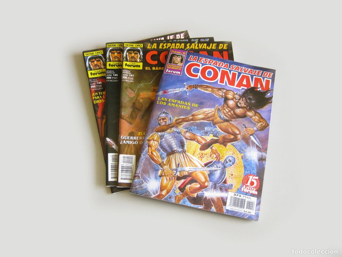 C&oacute;mics: 4 COMIC DE CONAN SERIE ORO COMICS FORUM N&ordm; 141, 145 Y 146 Y LA ESPADA SALVAJE N&ordm; 6. FANTAS&Iacute;A ER&Oacute;TIC