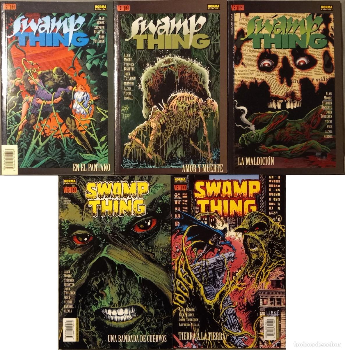C&oacute;mics: 5 tomos SWAMP THING de ALAN MOORE + BISSETTE + TOTLEBEN + VEITCH + McMANUS + ALCAL&Aacute; (V&Eacute;RTIGO, Norma)