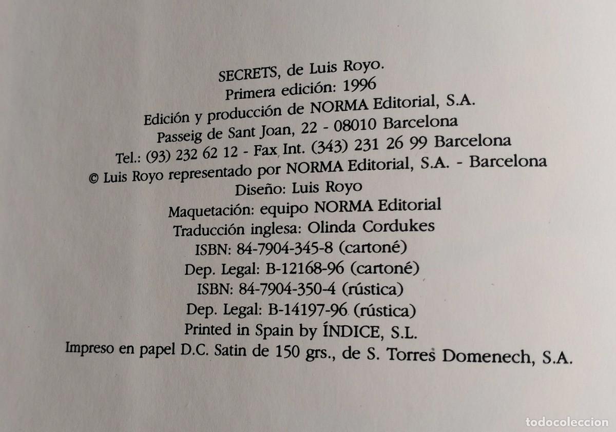 C&oacute;mics: 1a EDICION, SECRETS, LUIS ROYO. 1996. ED. NORMA. COMIC - Foto 3