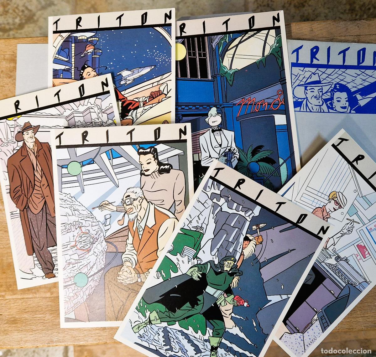 C&oacute;mics: Carpetilla con 6 postales grandes de &rdquo;Trit&oacute;n&rdquo;, de Daniel Torres. Norma, 1985. Excelente estado - CLC