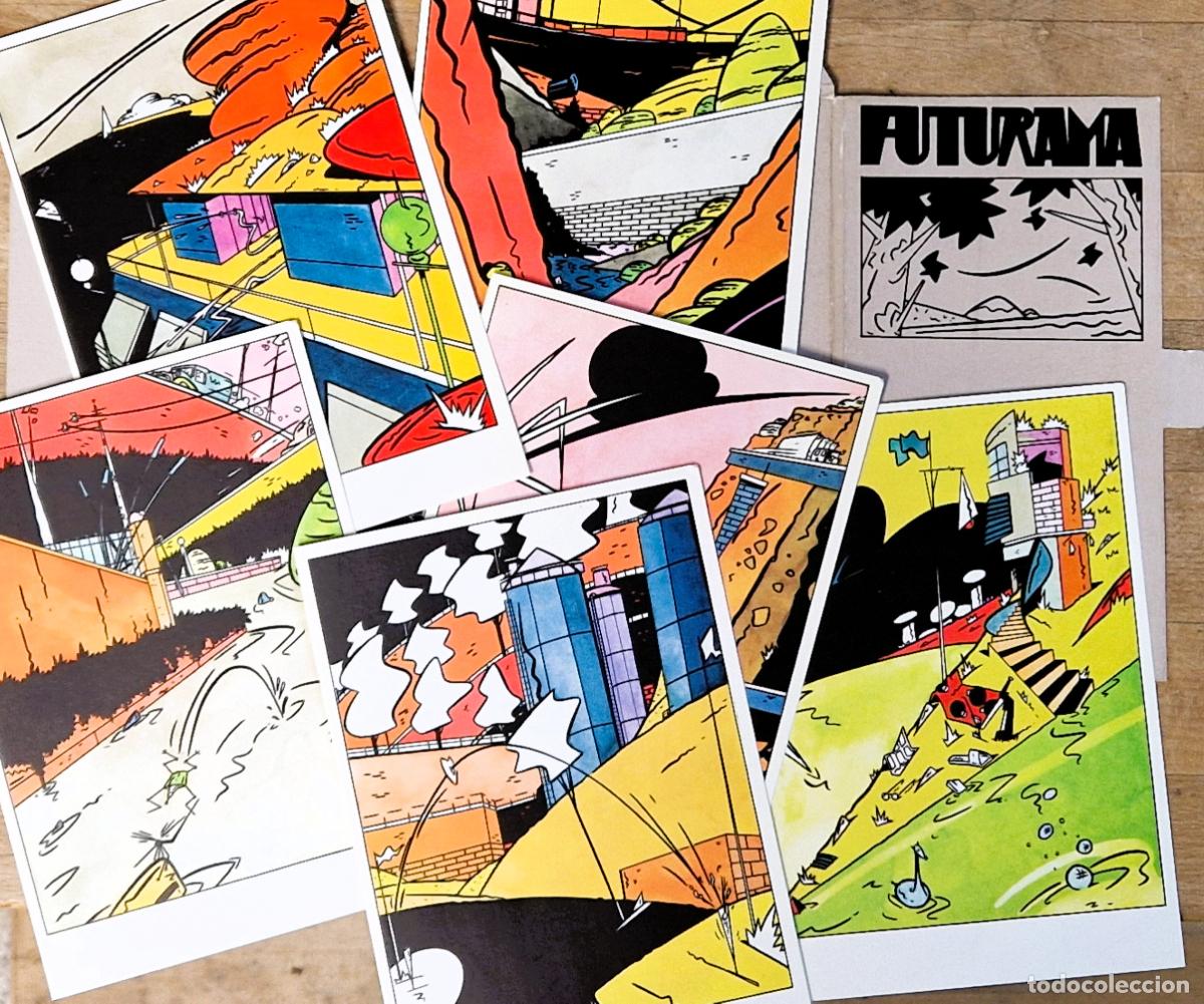 C&oacute;mics: Carpetilla con 6 postales grandes de &rdquo;Futurama&rdquo;, de Micharmut. Norma, 1985. Excelente estado - CLC