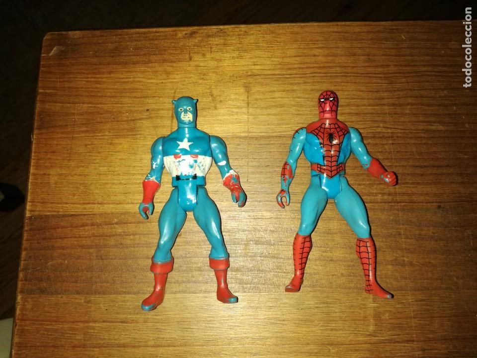 C&oacute;mics: FIGURA MU&Ntilde;ECO CAPITAN AMERICA Y SPIDERMAN  MARVEL COMICS GROUP 1984 - Foto 1