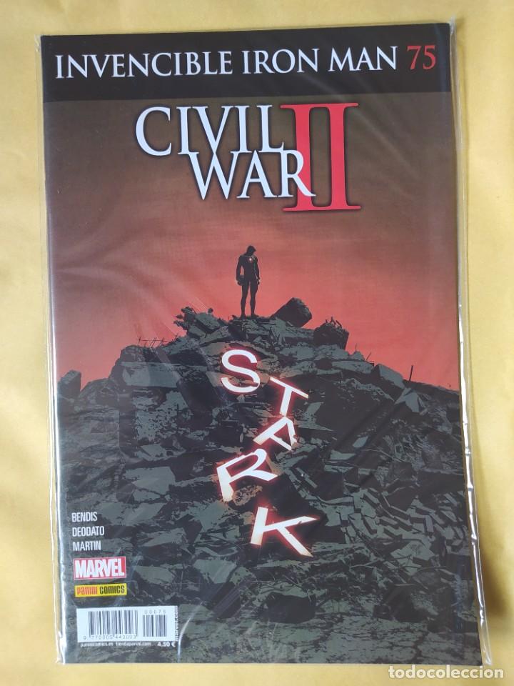 Comics : INVENCIBLE IRON MAN VOL 2 Nº 75-NM-CIVIL WAR 2- BENDIS - PANINI-BOLSA & BACKBOARD