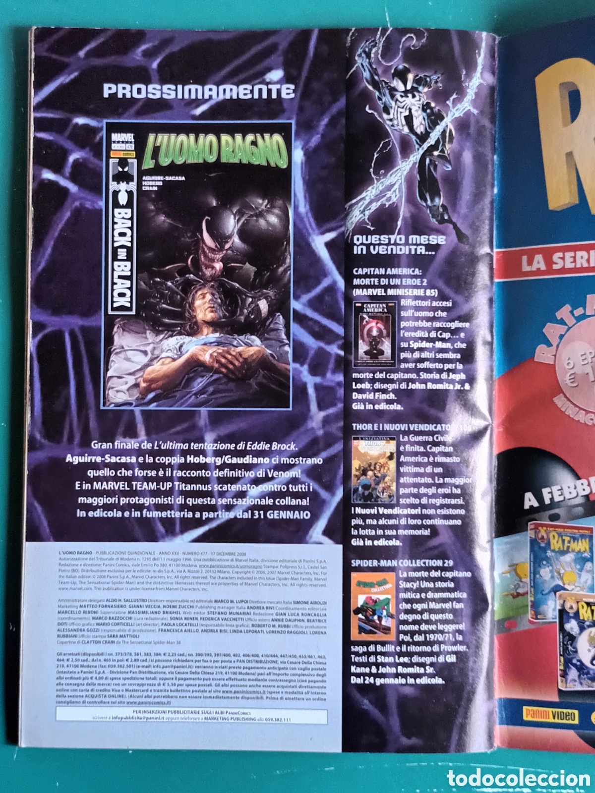 C&oacute;mics: LUomo Ragno N 477 PANINI - MARVEL 2008 Italia Spiderman Back in Black - Foto 18