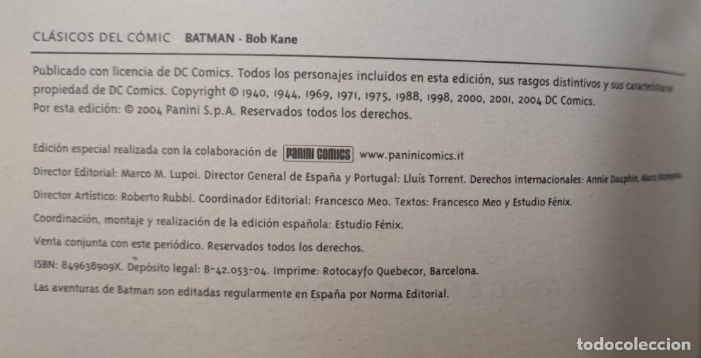 C&oacute;mics: BATMAN, BOB KANE, COMIC, PANINI 2004, CLASICOS DEL COMIC - Foto 6