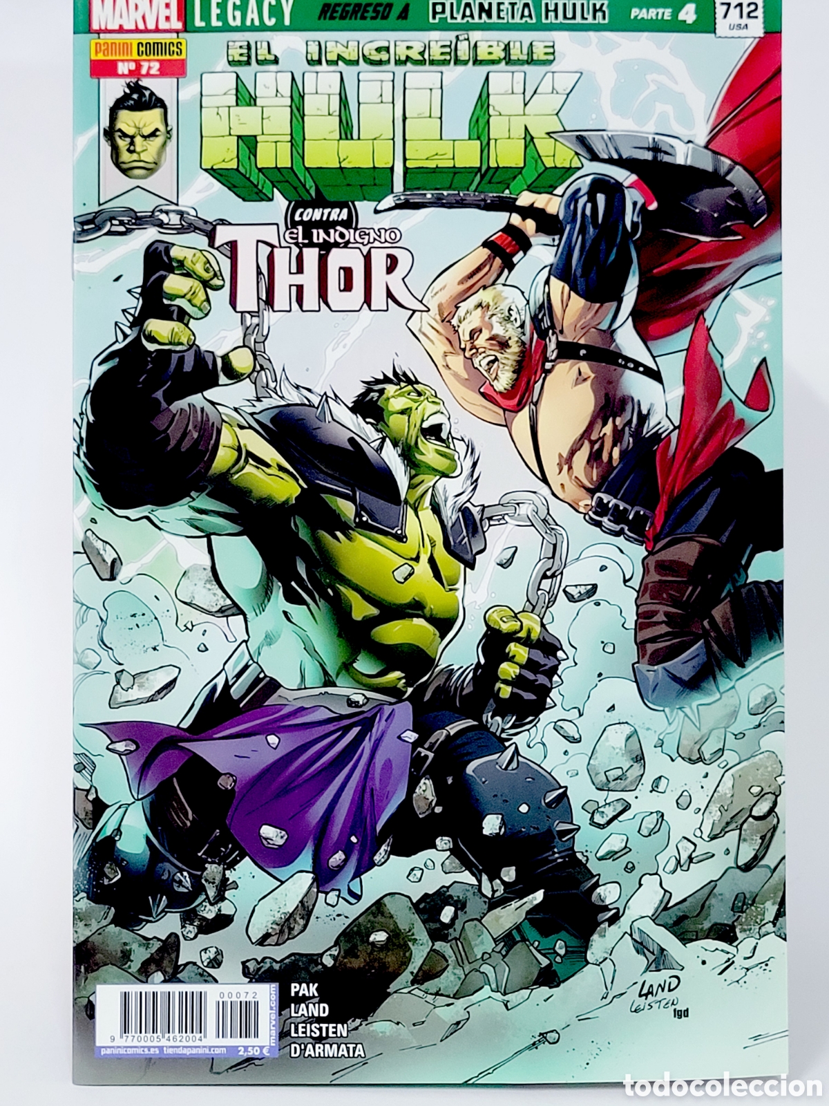 C&oacute;mics: C&Oacute;MIC EL INCRE&Iacute;BLE HULK 72 INDIGN&Oacute; THOR PANINI MARVEL GRAPA DE KIOSCO