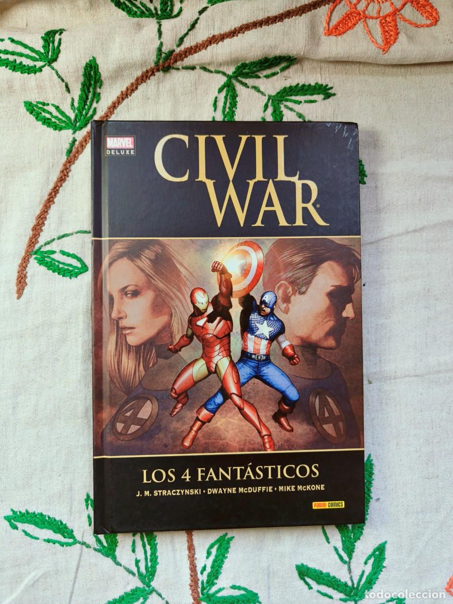 C&oacute;mics: Los Cuatro Fant&aacute;sticos Civil War. Marvel Deluxe. Brubaker. Panini.