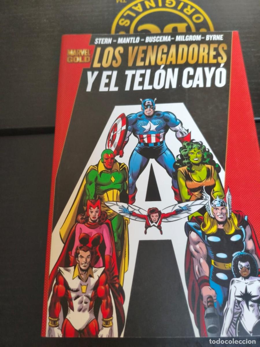 C&oacute;mics: Los Vengadores Marvel Gold Y el tel&oacute;n cay&oacute; Panini R&uacute;stica Stern Buscema Milgrom Byrne