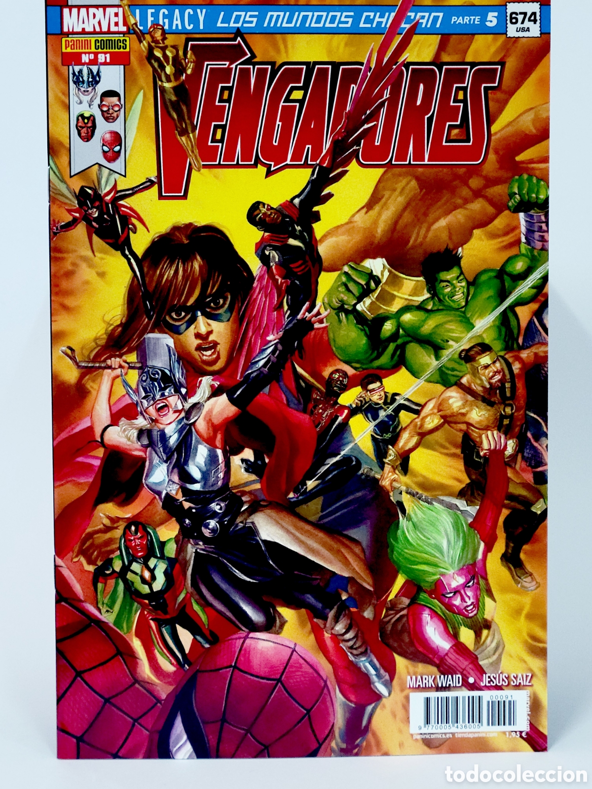 C&oacute;mics: C&Oacute;MIC VENGADORES 91 LEGACY LOS MUNDOS CHOCAN PANINI MARVEL GRAPA DE KIOSCO