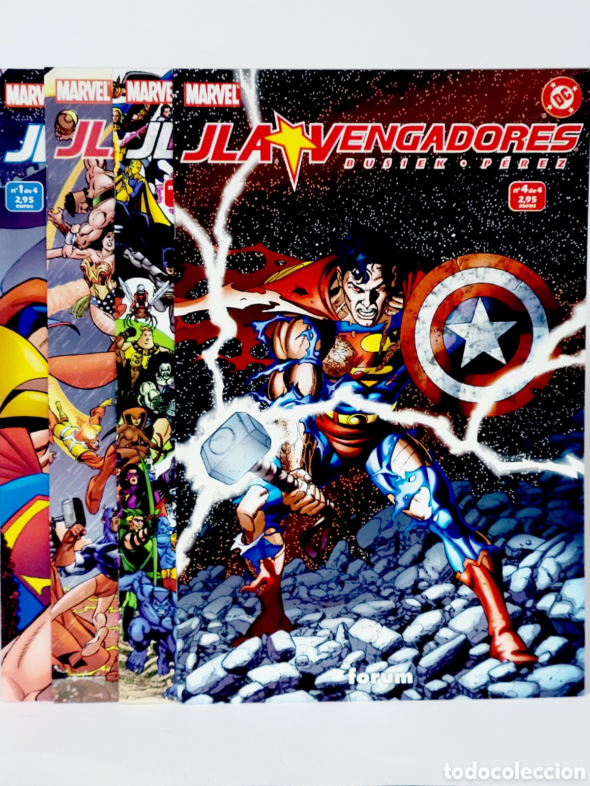 C&oacute;mics: COMICS JLA VENGADORES 1-4 COLECCI&Oacute;N COMPLETA BUSIEK P&Eacute;REZ FORUM GRAPA DE KIOSCO