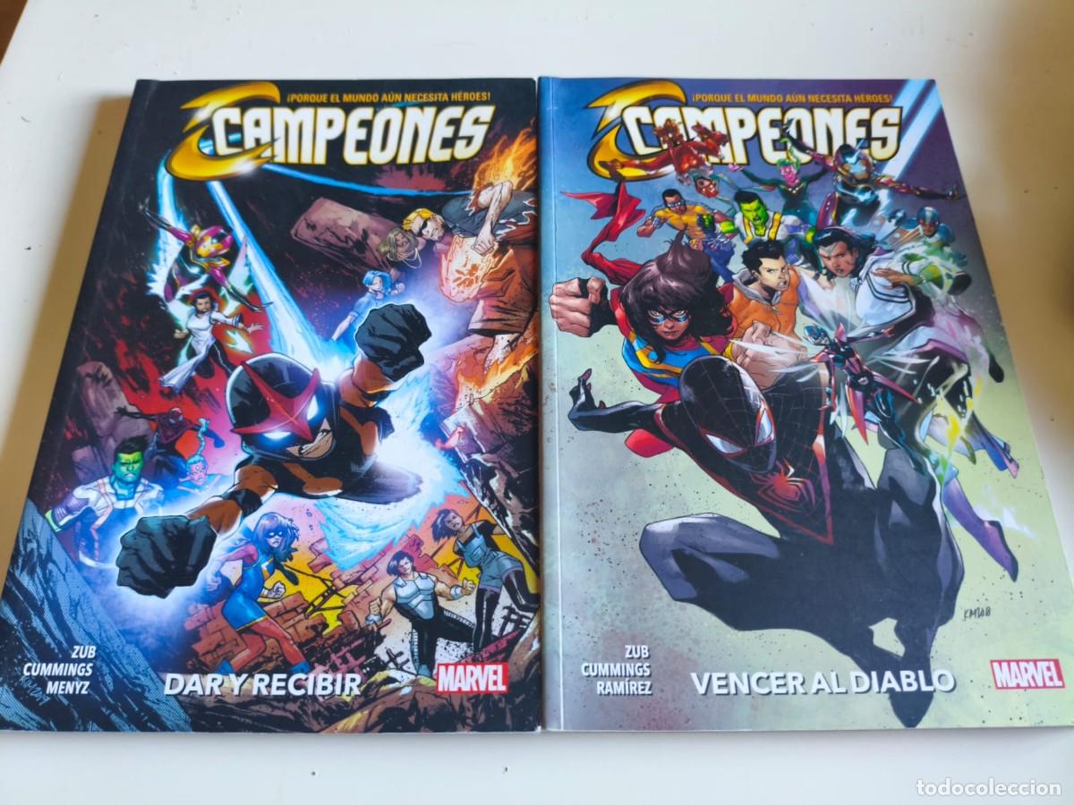 C&oacute;mics: 100 % Marvel Campeones 2019 - tomos 1 y 2 - Vencer al diablo + Dar y recibir Panini