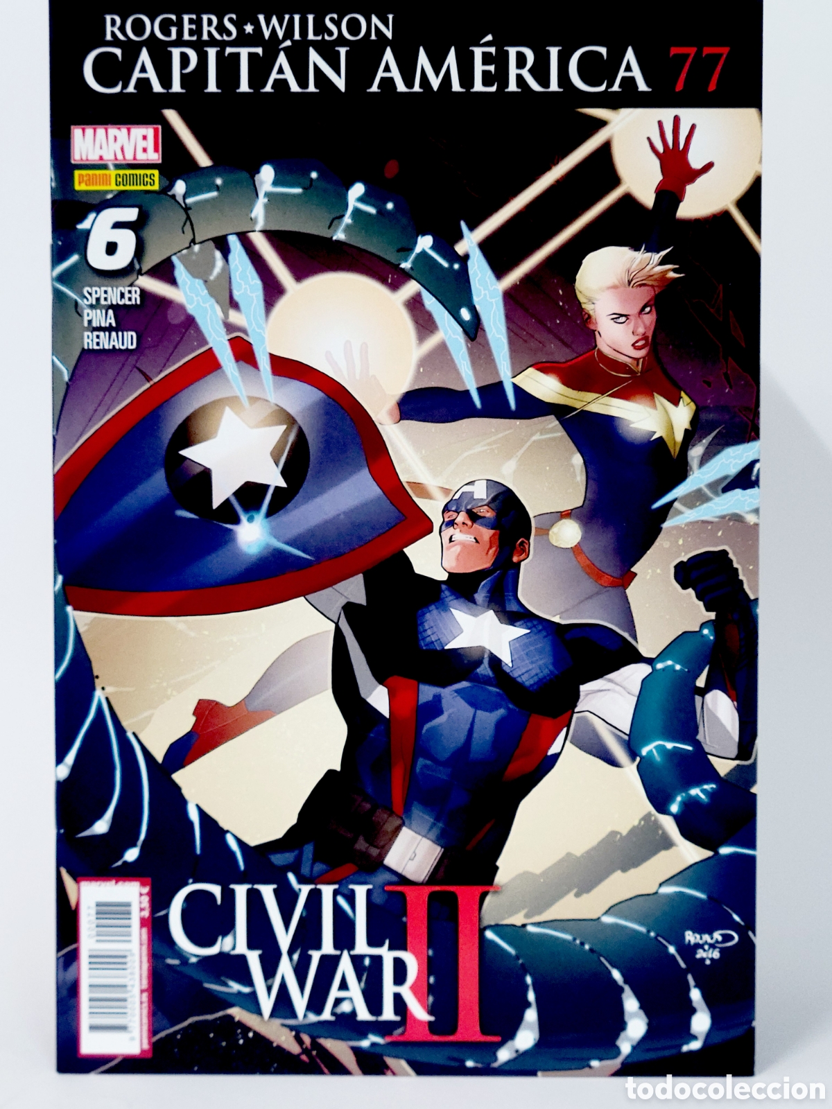 C&oacute;mics: C&Oacute;MIC ROGERS WILSON CAPITAN AM&Eacute;RICA 77 CIVIL WAR II PANINI MARVEL GRAPA DE KIOSCO