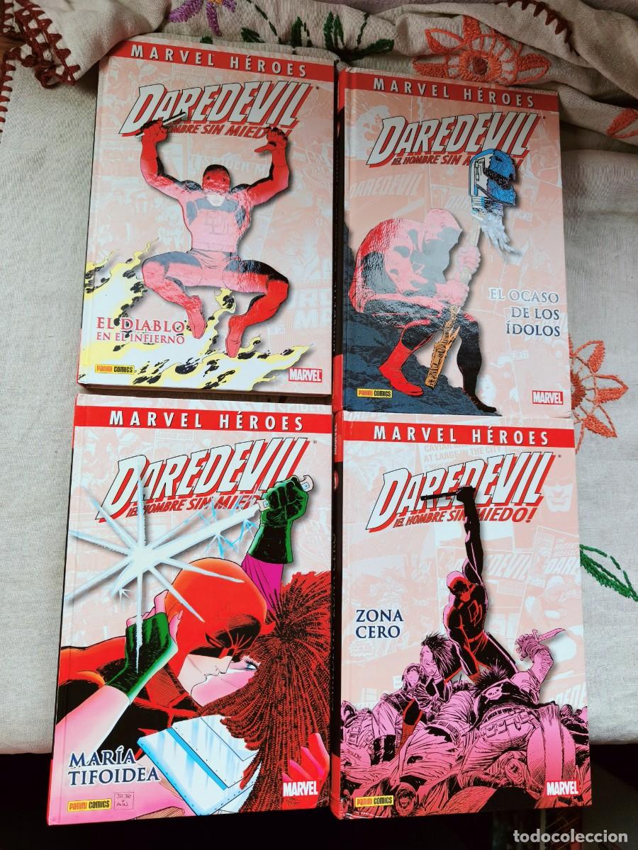 C&oacute;mics: Daredevil. Colecci&oacute;n Heroes. Diablo Infierno, Ocaso Idolos, Mar&iacute;a Tifoidea y Zona cero. Panini.