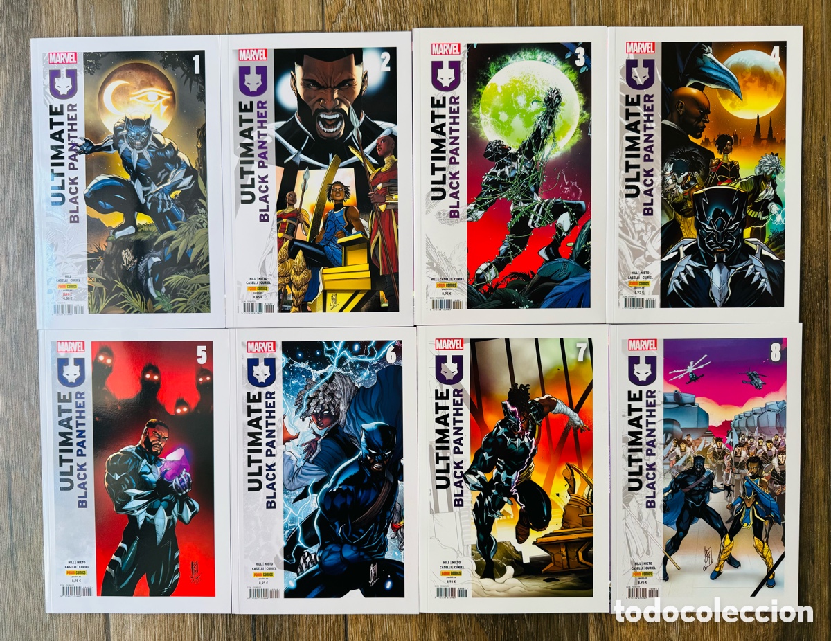 C&oacute;mics: Ultimate Black Panther. Colecci&oacute;n Completa (8 tomitos) Hill, Caselli, Curiel, Nieto - Panini Marvel