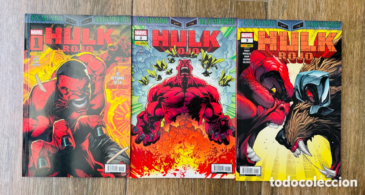 C&oacute;mics: Un Mundo Bajo Muerte: Hulk Rojo. Colecci&oacute;n Completa (3 tomitos) Percy, Shaw - Panini Marvel
