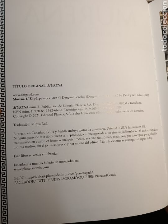C&oacute;mics: MURENA 1 EL P&Uacute;RPURA Y EL ORO Planeta comic - Foto 3