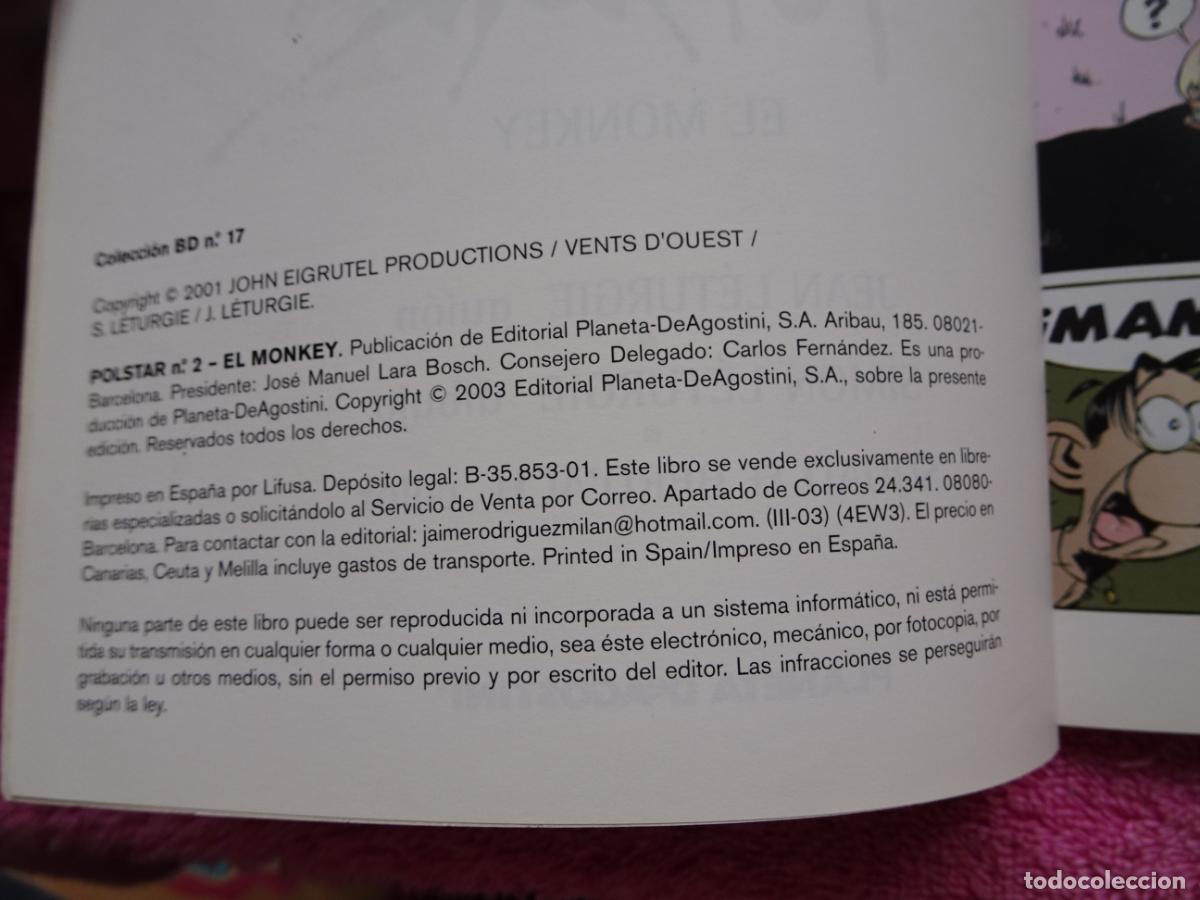 C&oacute;mics: polstar 2 el monkey colecci&oacute;n BD 17 editorial planeta 2003 - Foto 4