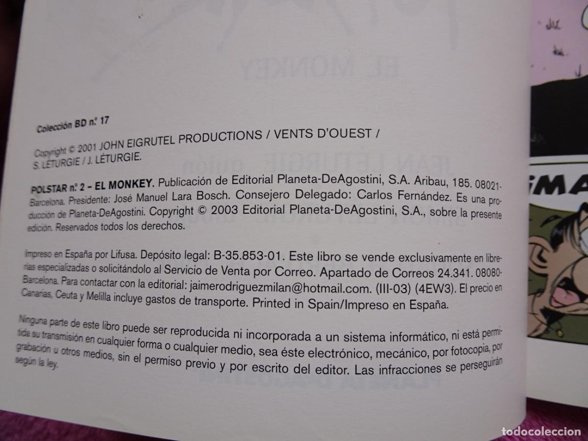 C&oacute;mics: polstar 2 el monkey colecci&oacute;n BD 17 editorial planeta 2003 - Foto 4