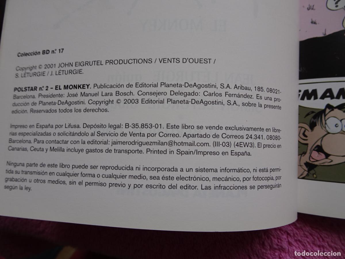 C&oacute;mics: polstar 2 el monkey colecci&oacute;n BD 17 editorial planeta 2003 - Foto 4