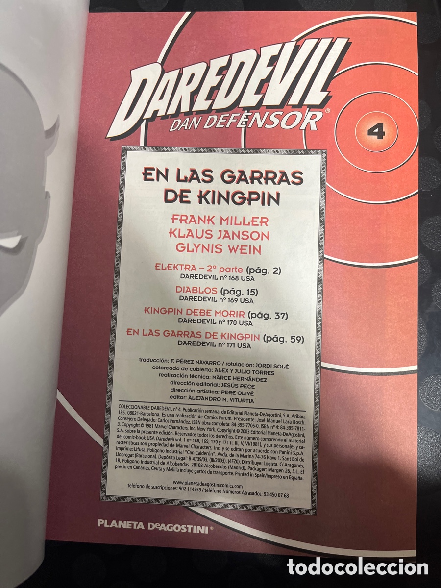 C&oacute;mics: DAREDEVIL N.4 DAN DEFENSOR COLECCIONABLE : EN LAS GARRAS DE KINGPIN ( 2003 ) - Foto 3
