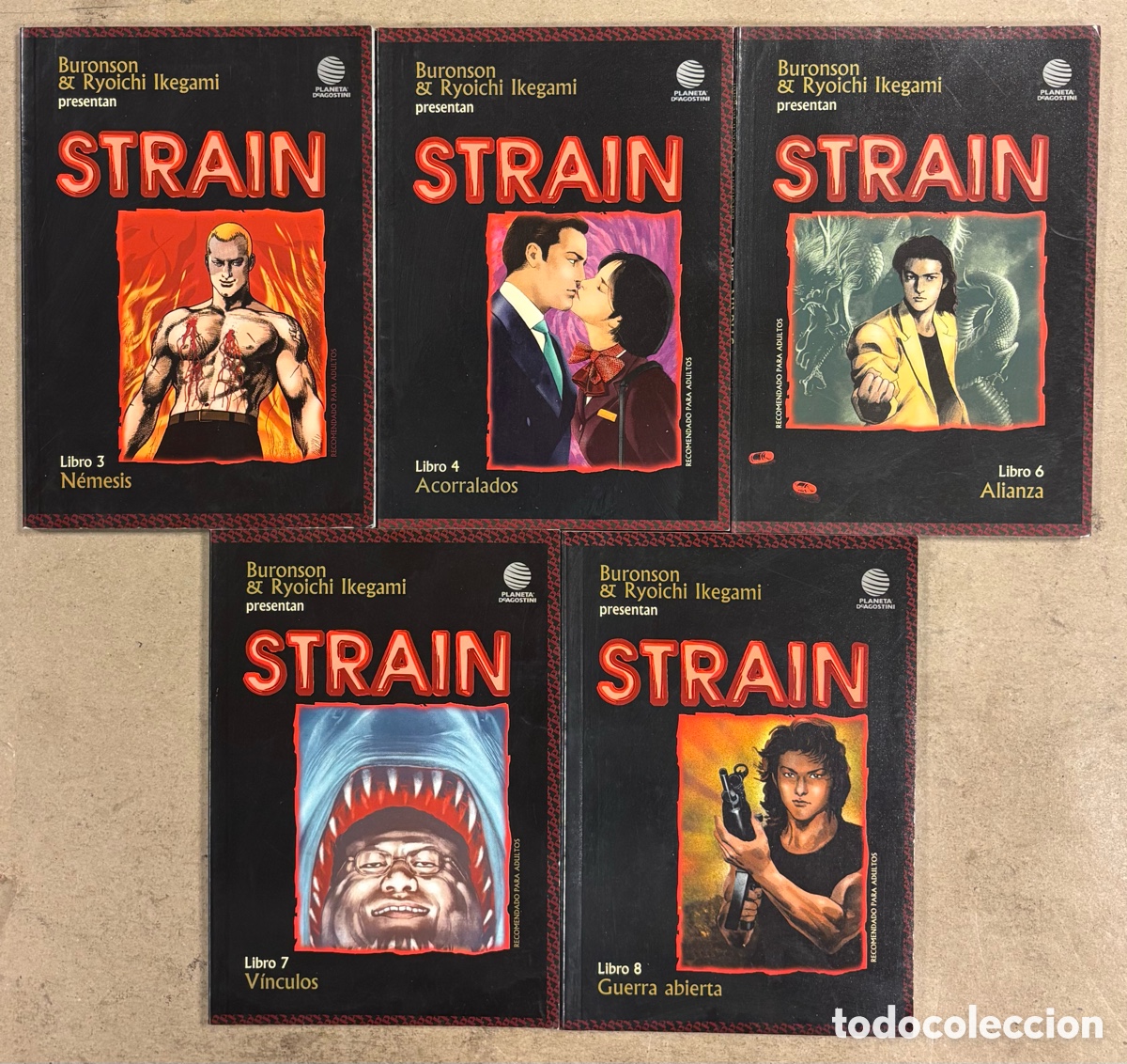 C&oacute;mics: STRAIN. BURONSON & RYOICHI IKEGAMI. LOTE DE 5 LIBROS. PLANETA DEAGOSTINI 2002.