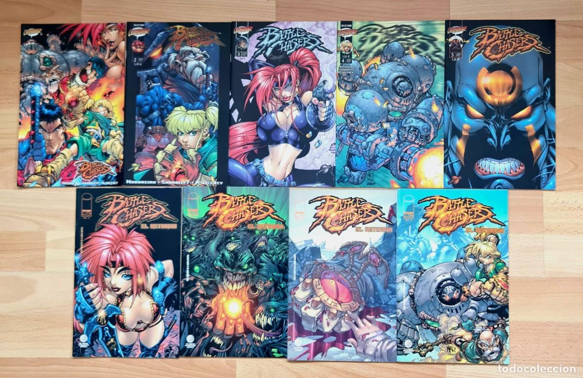 C&oacute;mics: BATTLE CHASERS Vol 1 y Vol 2 EL RETORNO de Joe Madureira. Series Limitadas de 9 comics. World 2000
