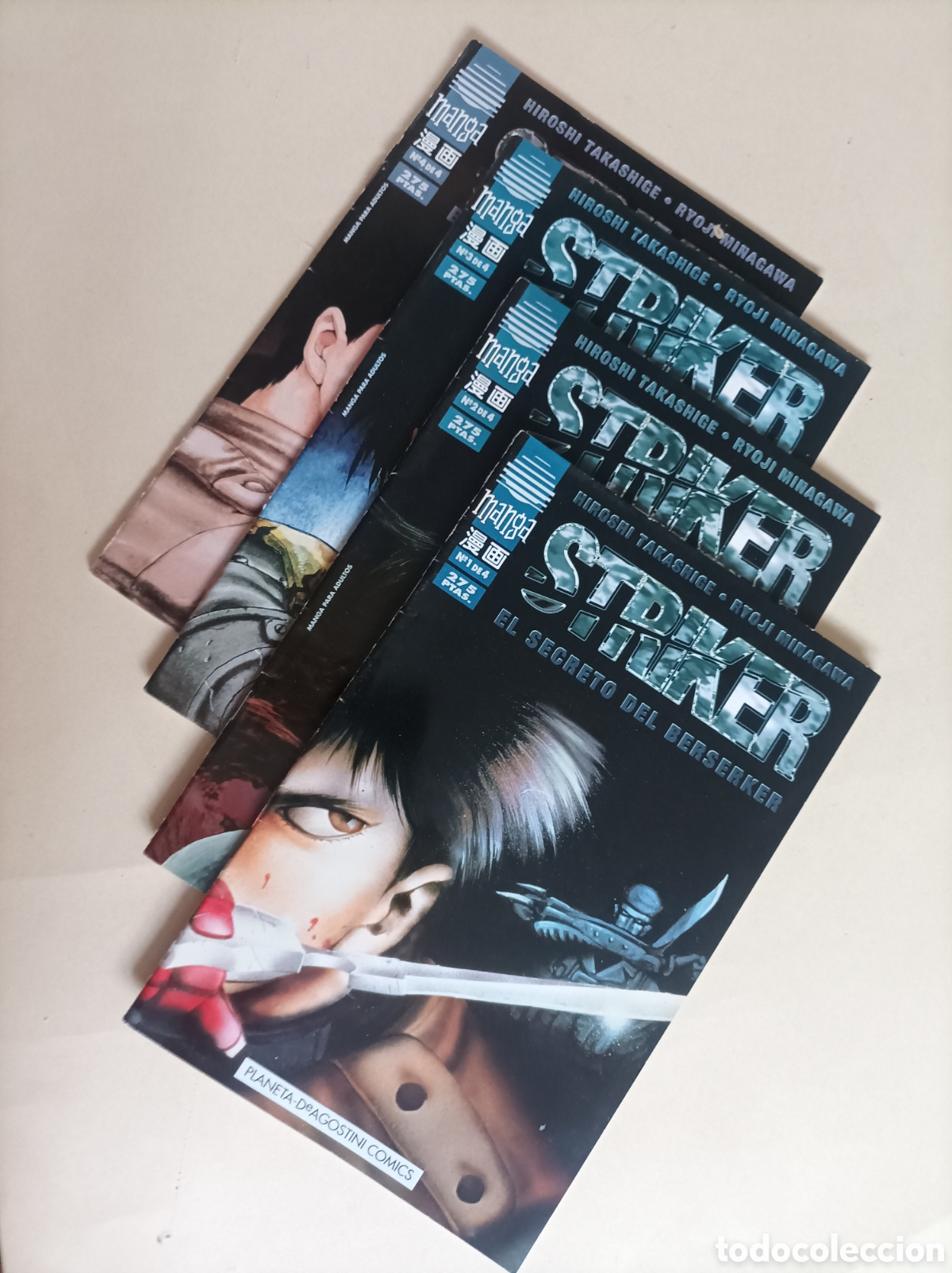 C&oacute;mics: Striker. El secreto del Berserker / Hiroshi Takashige y Ryoji Minagawa. 4 numeros, Completa. Planeta