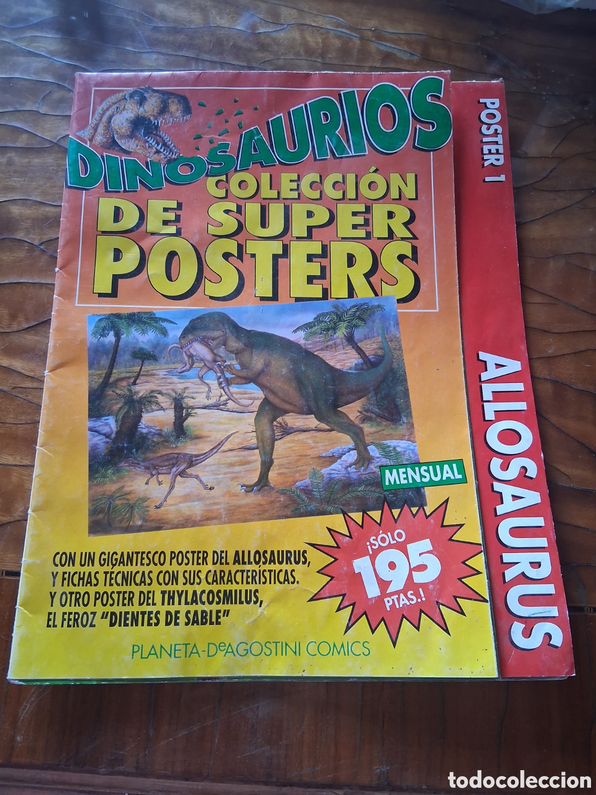 C&oacute;mics: DINOSAURIOS SUPER POSTERS POSTER 4 PLANETA Deagostini Allosaurus Thylacosmilus dientes de sable