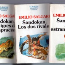 Cómics: CLASICOS JUVENILES PLANETA 1987 - EMILIO SALGARI - SANDOKAN - LA MUJER DEL PIRATA,LOS TIGRES DE LA M