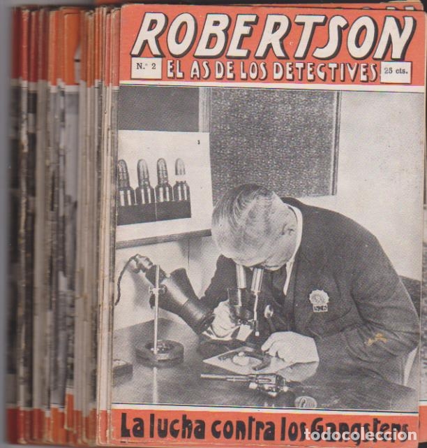 C&oacute;mics: Robertson El As de los Detectives. Editorial Vecchi 1920-30. Lote de 34 ejemplares del 1 al 34 - Foto 1