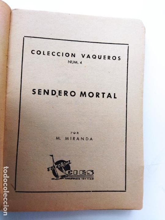 C&oacute;mics: COLECCI&Oacute;N VAQUEROS OESTE - N&ordm; 4 - N. MIRANDA - SENDERO MORTAL - EDI. C&Iacute;ES - Foto 5