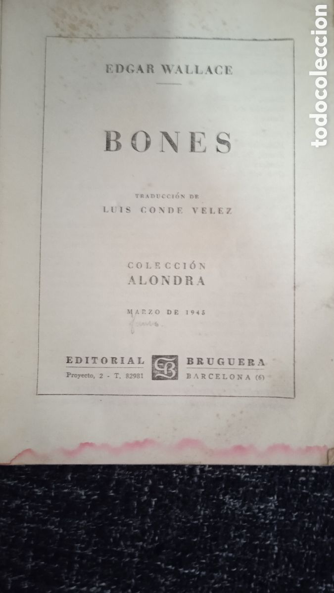 C&oacute;mics: BONES / EDGAR WALLACE -ED. BRUGUERA - Foto 2