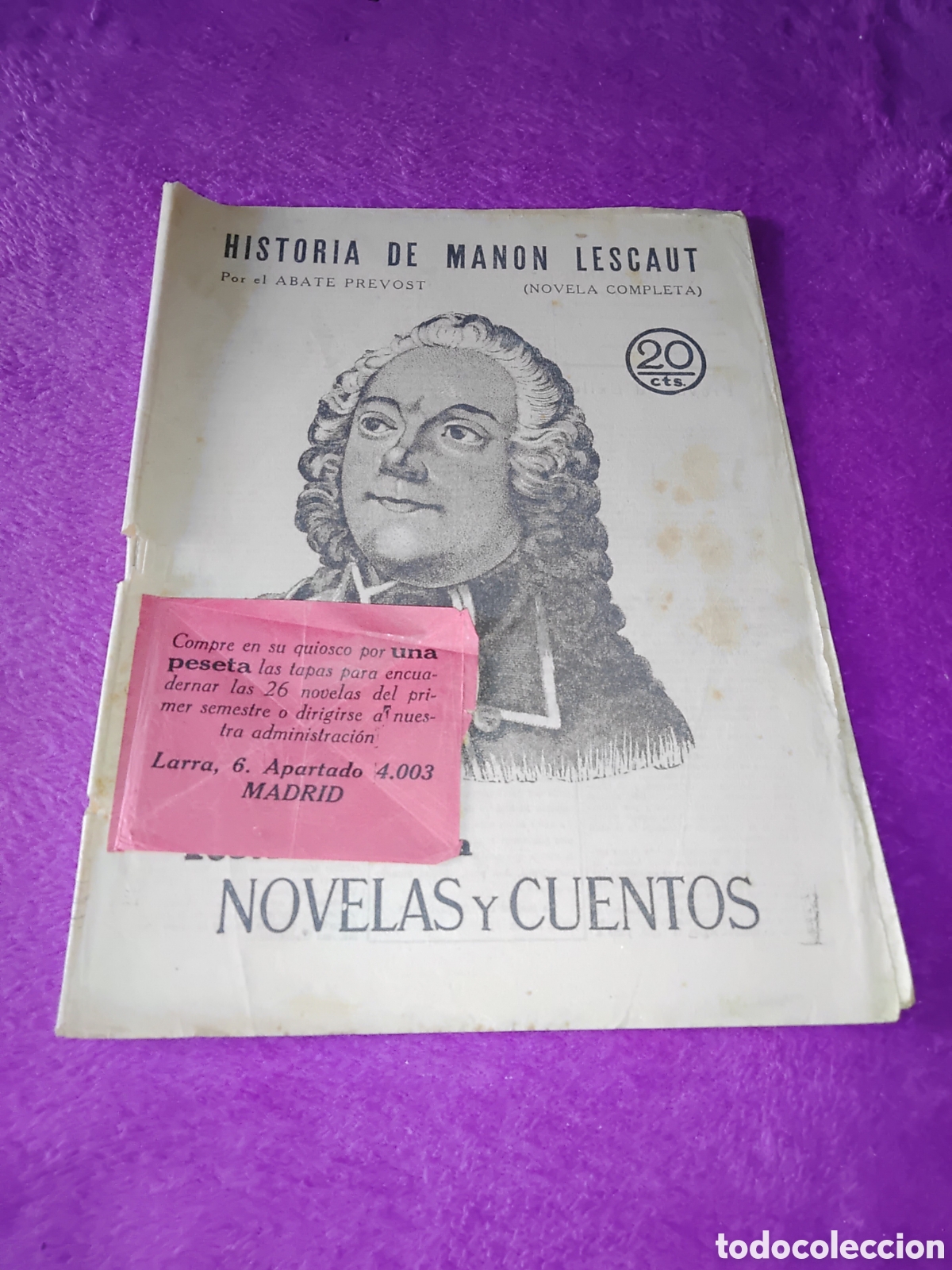 C&oacute;mics: HISTORIA DE MANON LESCAUT, NOVELAS Y CUENTOS, 20 CTS - Foto 1