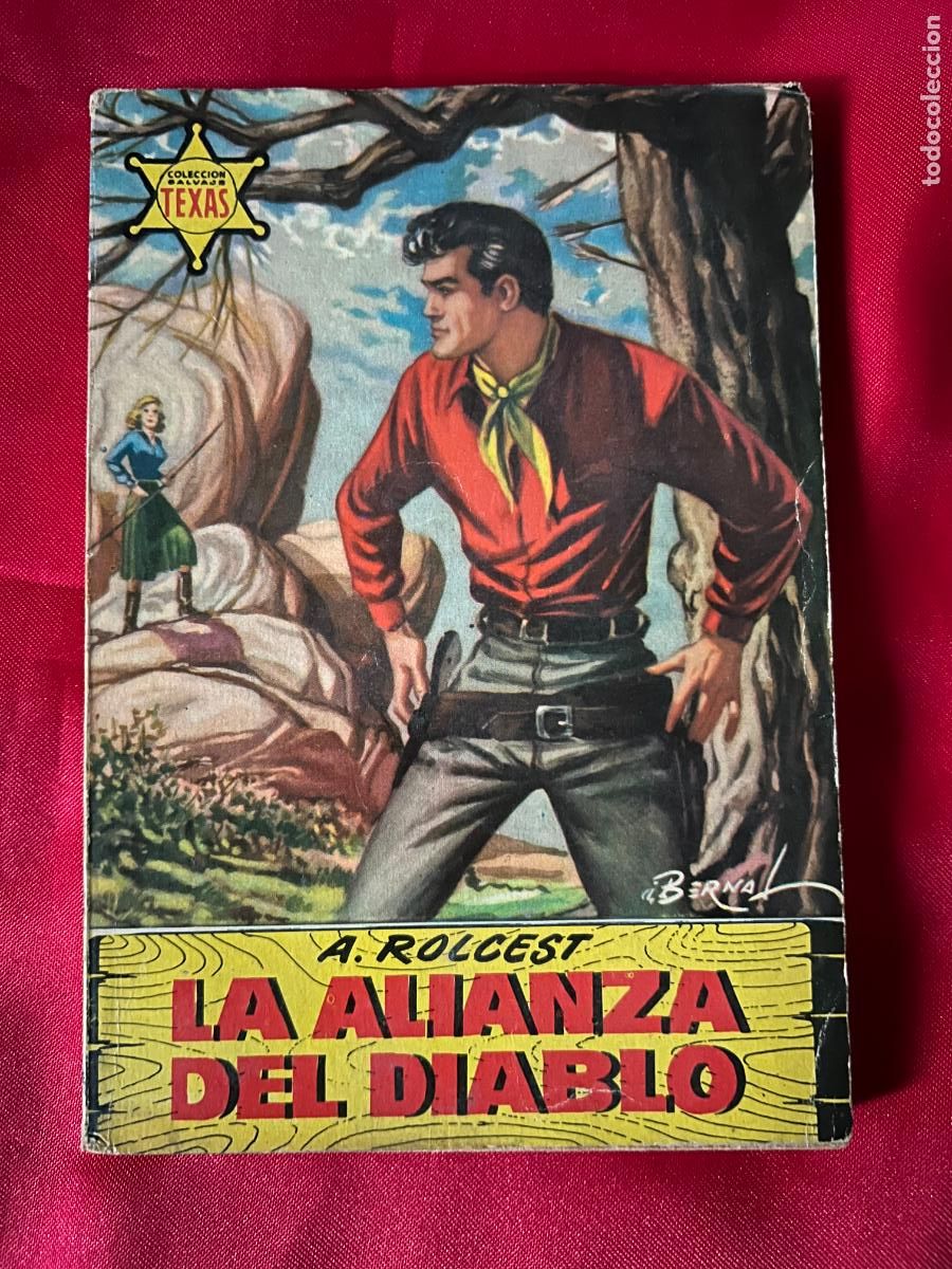 C&oacute;mics: COLECCION SALVAJE TEXAS, N&ordm; 111- LA ALIANZA DEL DIABLO, A. ROLCEST-1&ordf; ED, 1958, dib. FELIPE RIVAS