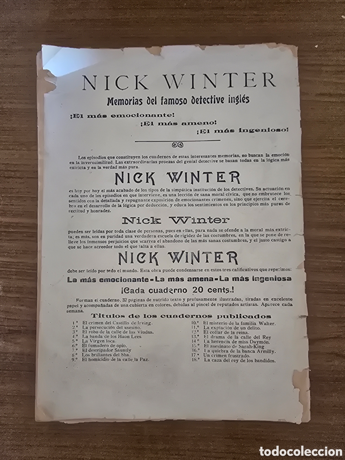 C&oacute;mics: NICK WINTER,LA CAZA DEL REY DE LOS LADRONES,NUMERO 13, - Foto 2