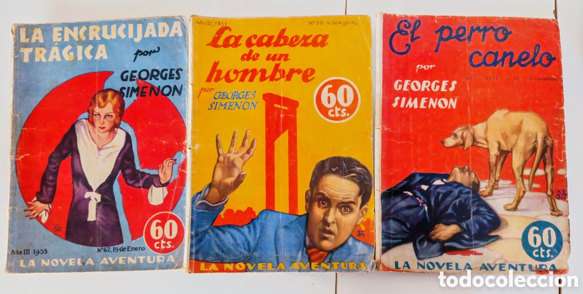C&oacute;mics: 3 ejemplares LA NOVELA AVENTURA de 1934 - 1935. Georges Simenon.