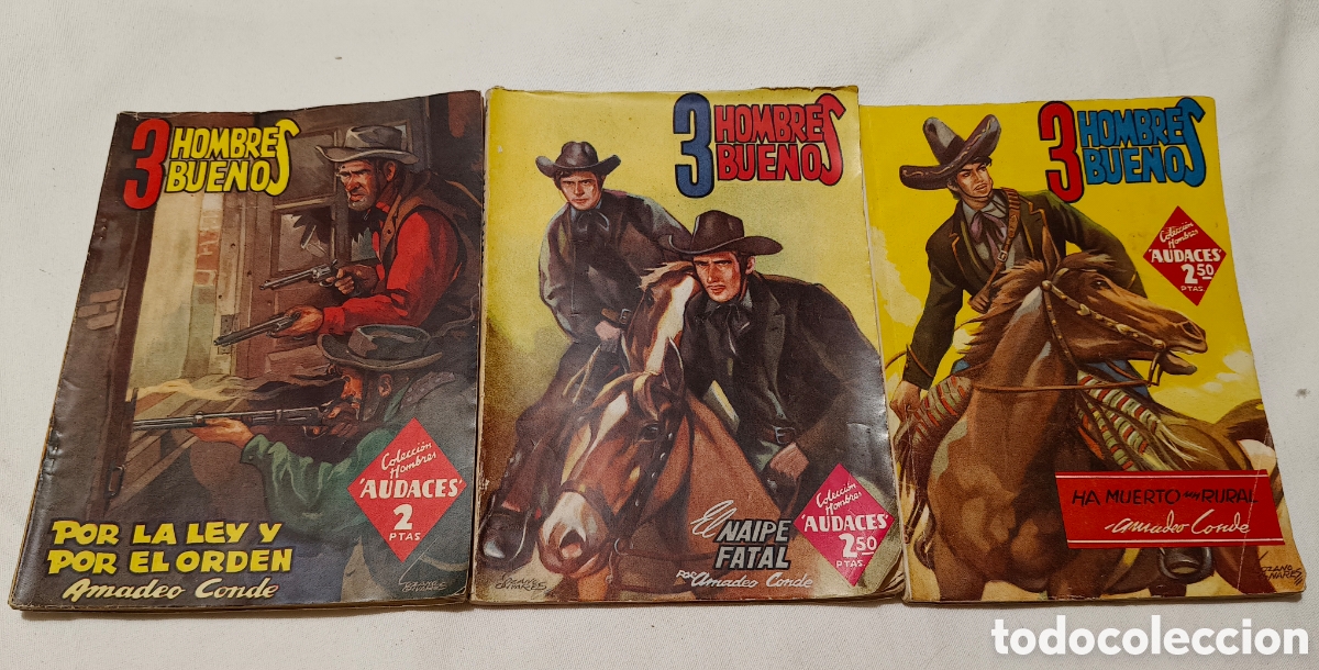 C&oacute;mics: Lote 3 Novelas Hombres Audaces - 3 Hombres Buenos (Amadeo Conde) - Ed. Molino - A&ntilde;os 40 &iexcl;Cupones Int