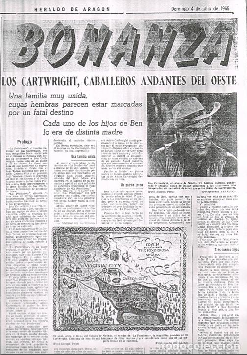 AVENTURAS DE BONANZA EN LA PRENSA: HERALDO DE ARAGON, 1965 == BONANZA, LA SERIE DE TV (Tebeos y Comics - Suplementos de Prensa)