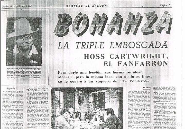 Cómics: AVENTURAS DE BONANZA EN LA PRENSA: HERALDO DE ARAGON, 1965 == BONANZA, LA SERIE DE TV - Foto 2 - 104130371