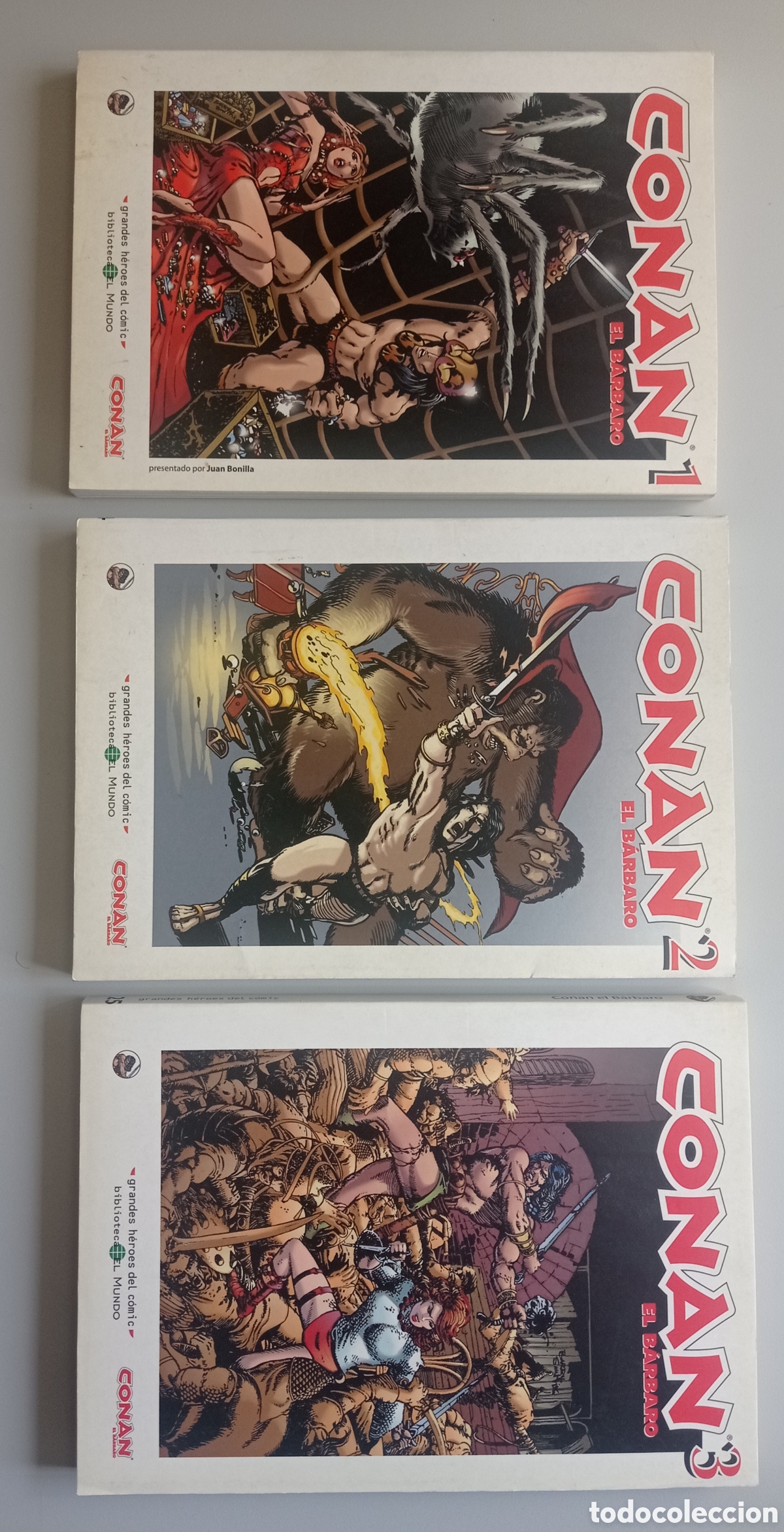 Comics : CONSN EL B&Aacute;RBARO. TRES TOMOS. GRANDES H&Eacute;ROES DEL C&Oacute;MIC. DIARIO EL MUNDO.