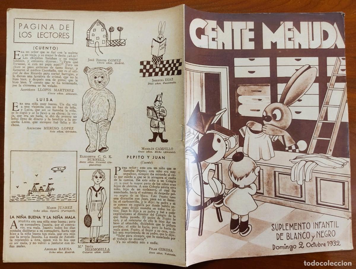 Comics: SUPLEMENTO GENTE MENUDA 2 OCTUBRE 1932 - RECORTABLE LA CARA EXPRESIVA, FIGURAS CON DEDOS