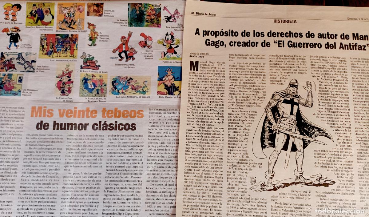 Comics : TEBEOS Y COMICS EN LA PRENSA: CARLOS GIMENEZ, EL GUERRERO DEL ANTIFAZ, SUPERMAN, EL SONIDO DEL COMIC