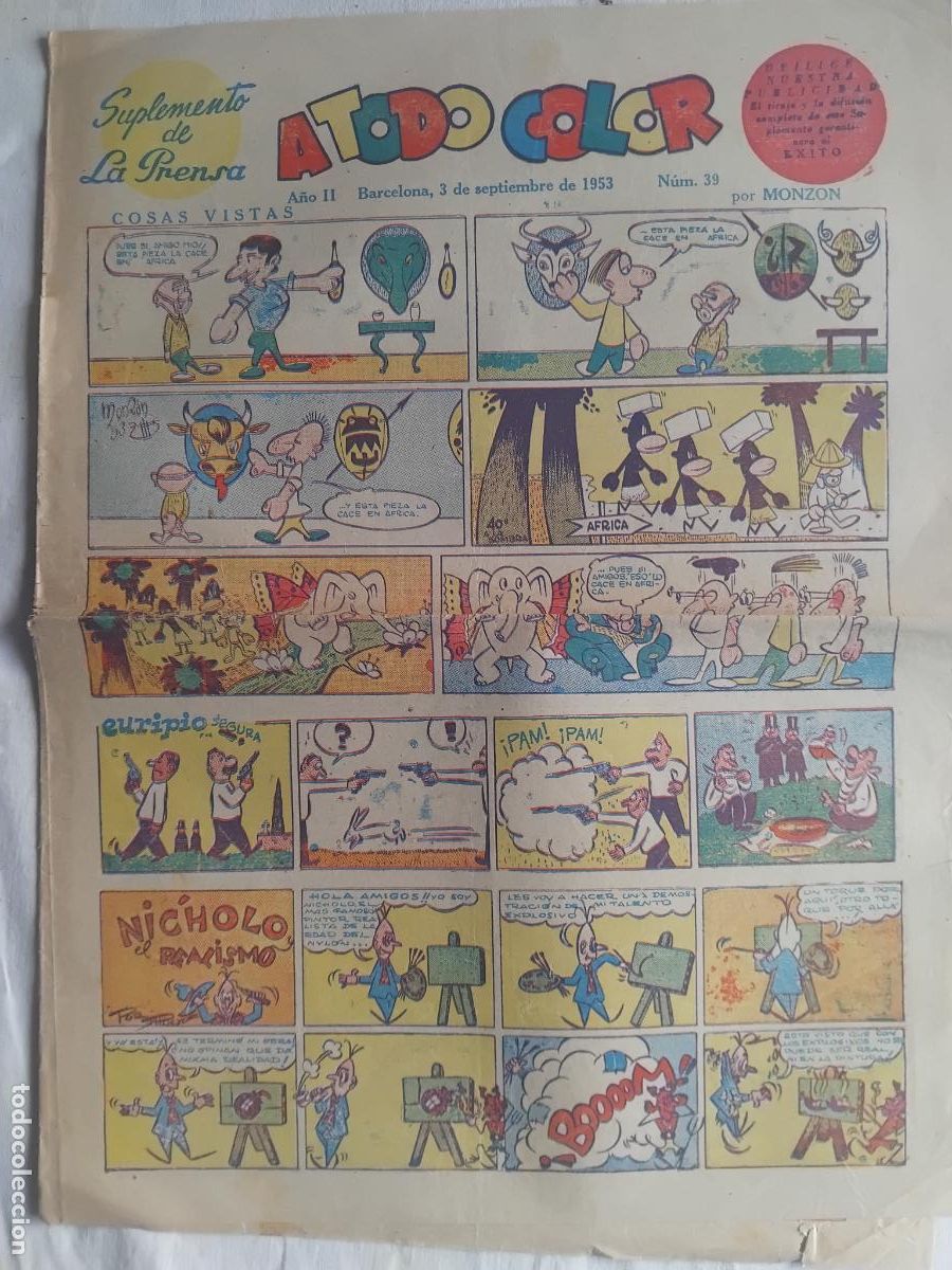 C&oacute;mics: A TODO COLOR N&ordm; 39 SUPLEMENTO DE LA PRENSA 3 SEPTIEMBRE DE 1953